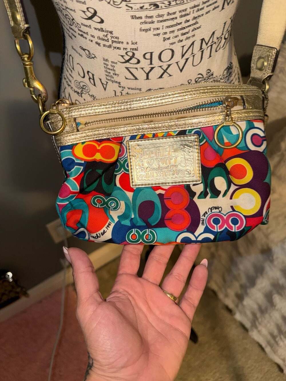 Coach Poppy Pop C Signature Graffiti Multi-Color Swingpack Crossbody Bag